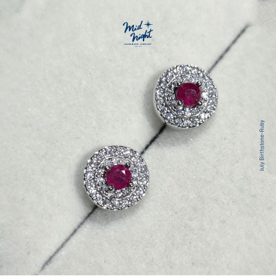 July Birthstone-Ruby Classic Earrings